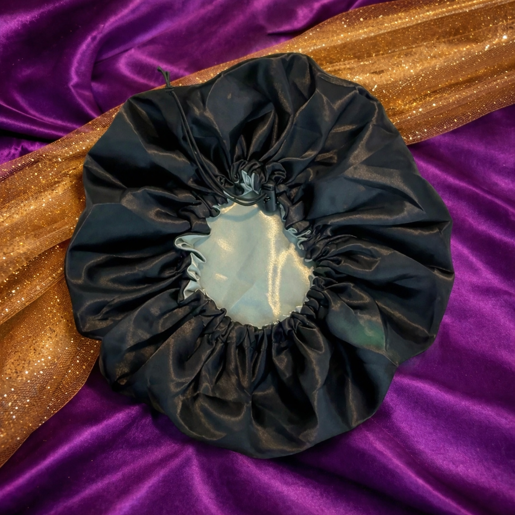 Black Satin Bonnet